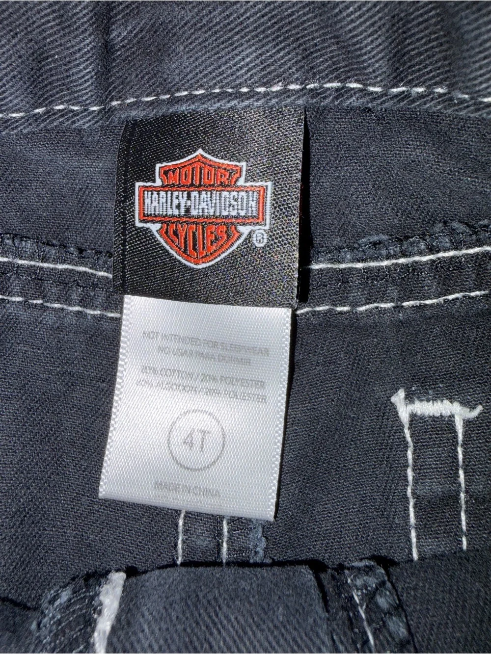 Harley-Davidson Kids Black Denim Jeans Pants. Pink Stitching on Logo. Sz 4T